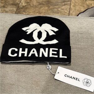 Black and white beanie